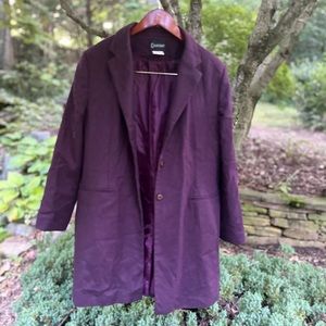 Courtenay vintage wool purple long peacoat winter jacket size 16